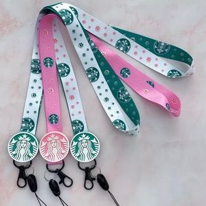 Pink only Starbucks lynard keychain
